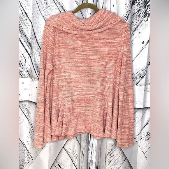 ANTHROPOLOGIE Postmark Waffle Knit Cowl Neck Long Sleeve Top M - Picture 2 of 6